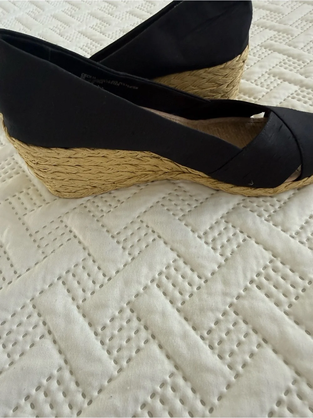 Lauren Ralph Lauren Black Peep-Toe Espadrille Flats